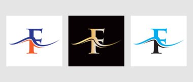İlk Monogram F Logosu Tasarımı. F Logotype Vektör Şablonu