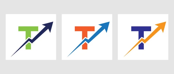Lettre Modèle Logo Financier Avec Flèche Croissance Marketing Logotype Entreprise — Image vectorielle