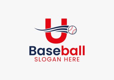 Harf U Beyzbol Logosu Taşıyıcı Beyzbol Simgesi Şablonu