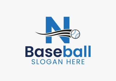 Harf N Beyzbol Logosu Taşıyıcı Beyzbol Simgesi Şablonu