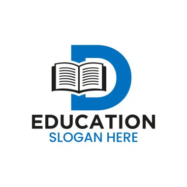 Letter D Education Logo Concept With Open Book Icon Template