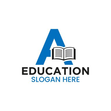 Letter A Education Logo Concept With Open Book Icon Template