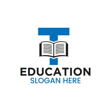 Letter T Education Logo Concept With Open Book Icon Template