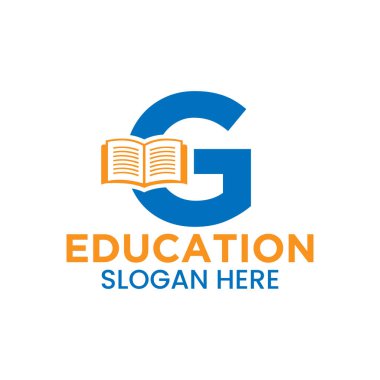 G Harfi Eğitim Logosu Açık Kitap Simgesi Şablonu