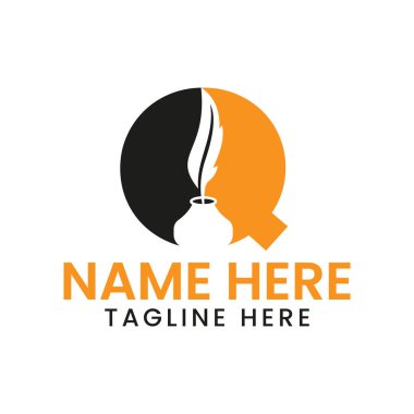 Letter Q Art Logo Concept With Ink Bottle Icon Vector Template