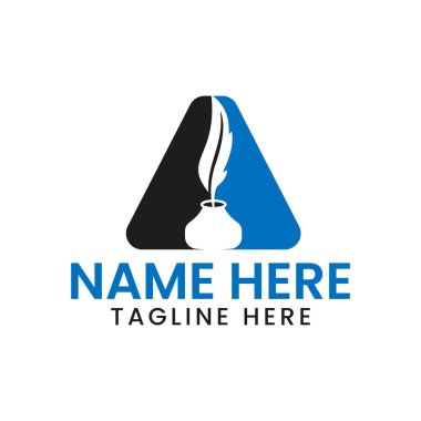 Letter A Art Logo Concept With Ink Bottle Icon Vector Template