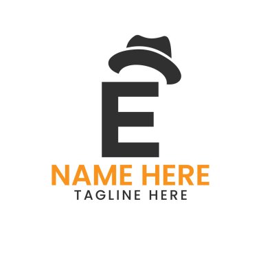 Letter E Gentlemen Hat Logo Design  Concept With Cowboy Hat Icon Template