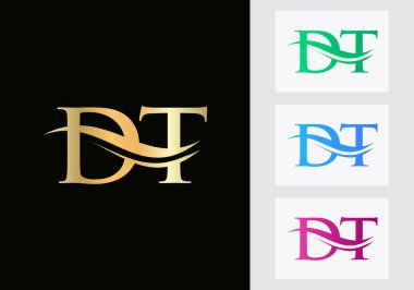 İlk Monogram Harf Logosu Tasarımı. DT Logot Şablonu