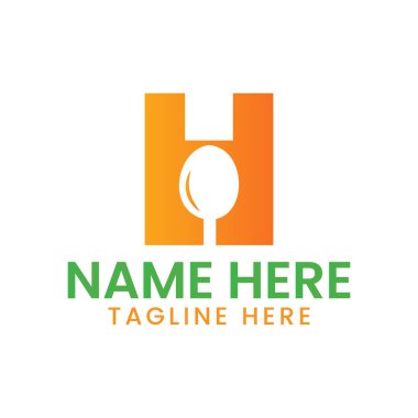 Letter H Restaurant Logo Concept With Spoon Icon. Cafe Sign Vector Template