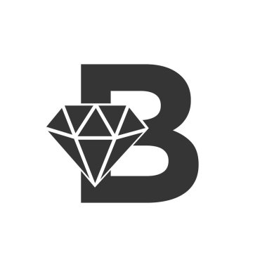 B harfi elmas logo tasarımı. Elmas Simgesi Vektör Şablonlu Mücevher Logosu