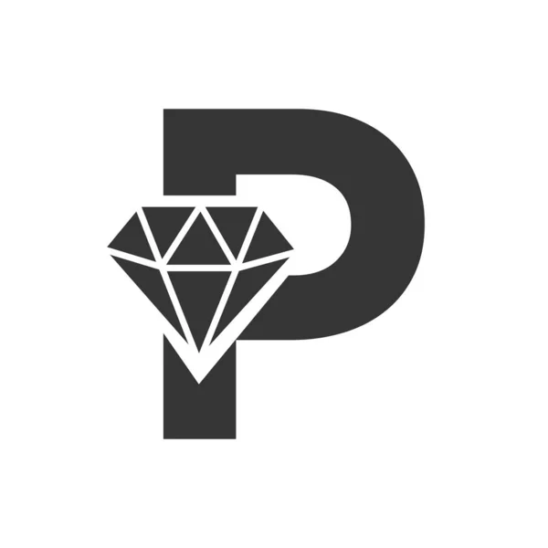 Letra Diamond Logo Design Logo Joyería Con Icono Del Diamante — Vector de stock