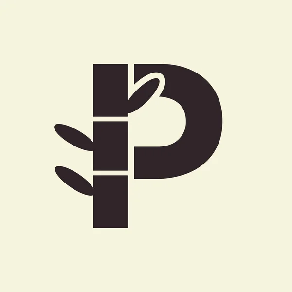 Harfi Bambu Logo Tasarımı Sembol Vektörü — Stok Vektör