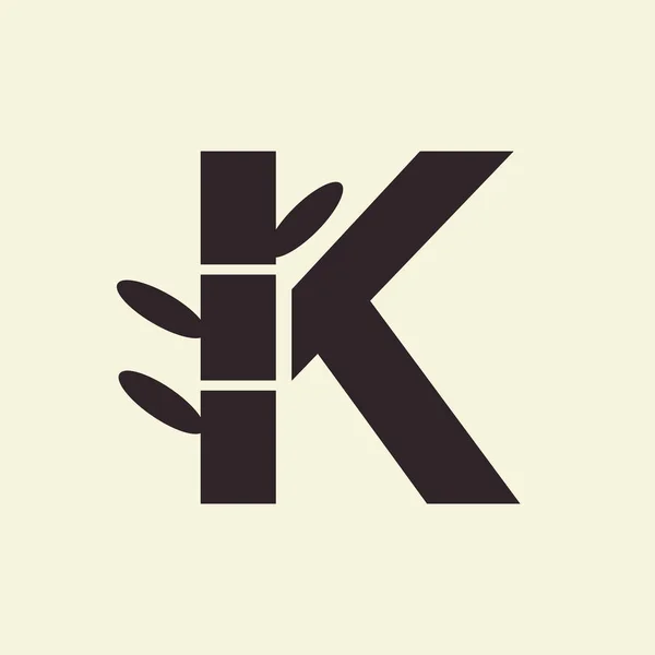 文字K竹ロゴデザインシンボルベクトル — ストックベクタ