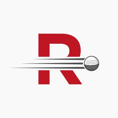 R harfi Golf Logosu Tasarımı. İlk Hokey Spor Akademisi İşareti, Kulüp Sembolü