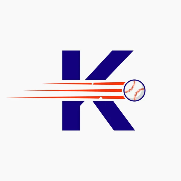 Eerste Letter Honkbal Logo Met Bewegende Honkbal Icoon — Stockvector