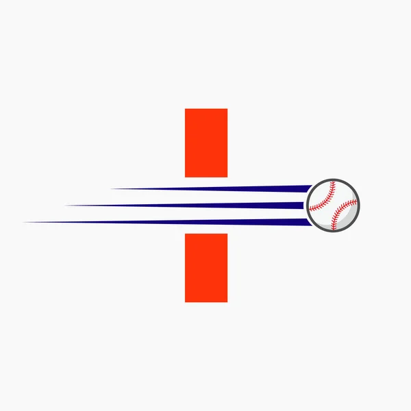 Eerste Letter Honkbal Logo Met Bewegende Honkbal Icoon — Stockvector