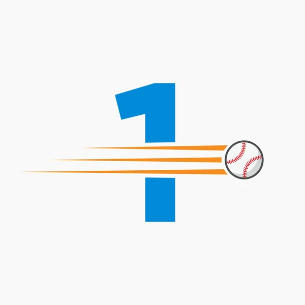 Первичное Письмо Логотипом Бейсбола Изображением Движущегося Бейсбольного Символа — стоковый вектор