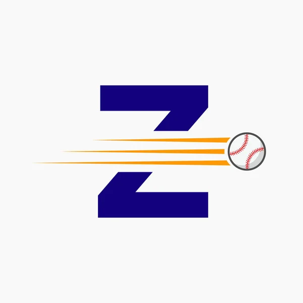 Początkowa Litera Logo Baseball Ruchomą Ikoną Baseball — Wektor stockowy