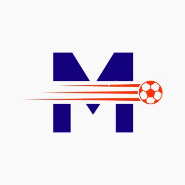 İlk harf M Futbol Logosu. Futbol Kulübü Sembolü