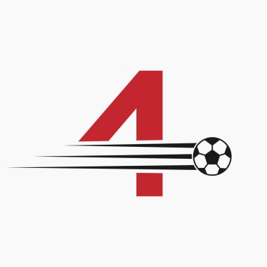 İlk Harf 4 Futbol Logosu. Futbol Kulübü Sembolü