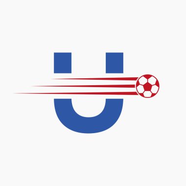 İlk Harf U Futbol Logosu. Futbol Kulübü Sembolü