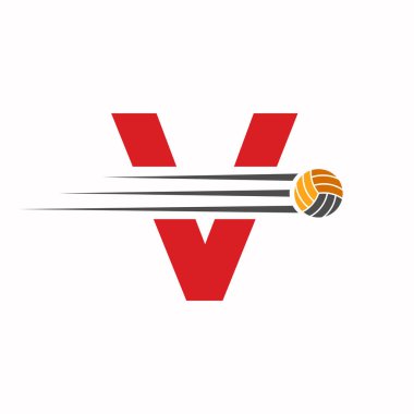 İlk Harf V Voleybol Logosu Tasarım İşareti. Voleybol Spor Logosu