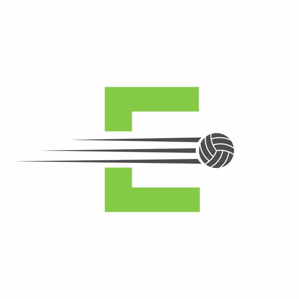 Letra Inicial Signo Diseño Logotipo Voleibol Logotipo Deportivo Voleibol — Vector de stock