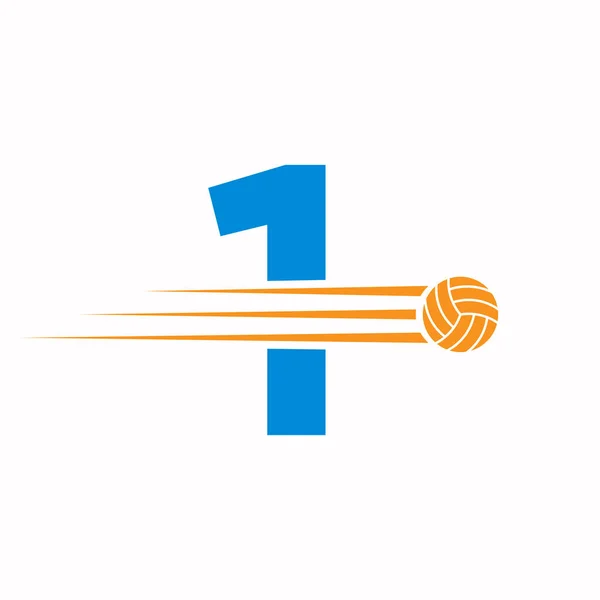 Initial Letter Volleyball Logo Design Sign Logotyp Des Volleyball Sports — Stockvektor