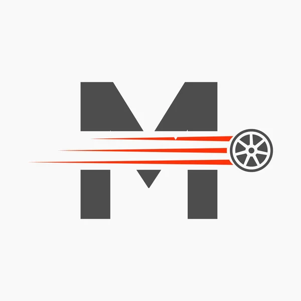 Sport Car Letter Automotive Logo Concept Transport Tyre Icon — Stock Vector