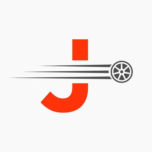 Letra Coche Deportivo Concepto Logotipo Automotriz Con Icono Neumático Transporte — Vector de stock