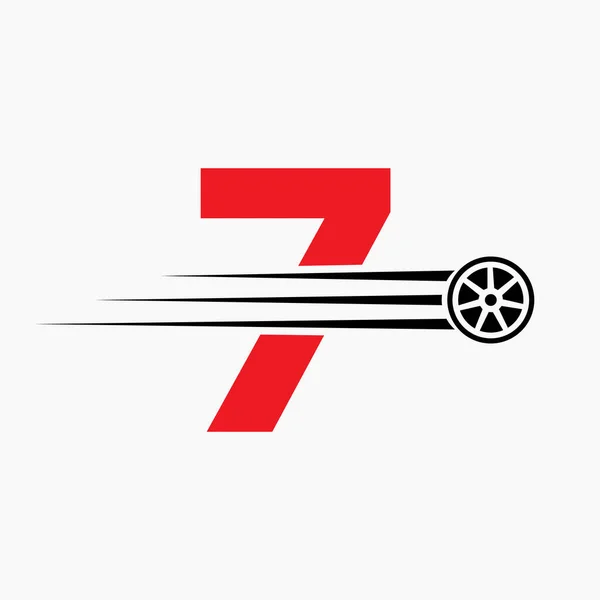 Sport Car Letter Concepto Logotipo Automotriz Con Icono Neumático Transporte — Vector de stock