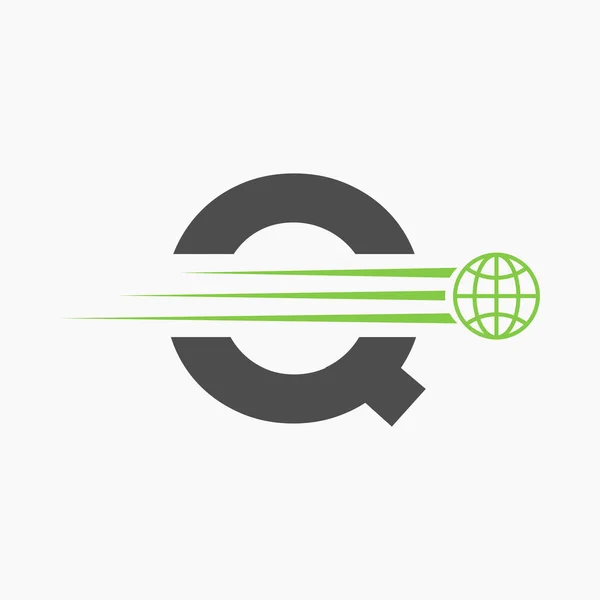 List Global Logo Concept Moving World Icon Globalny Szablon Wektora — Wektor stockowy