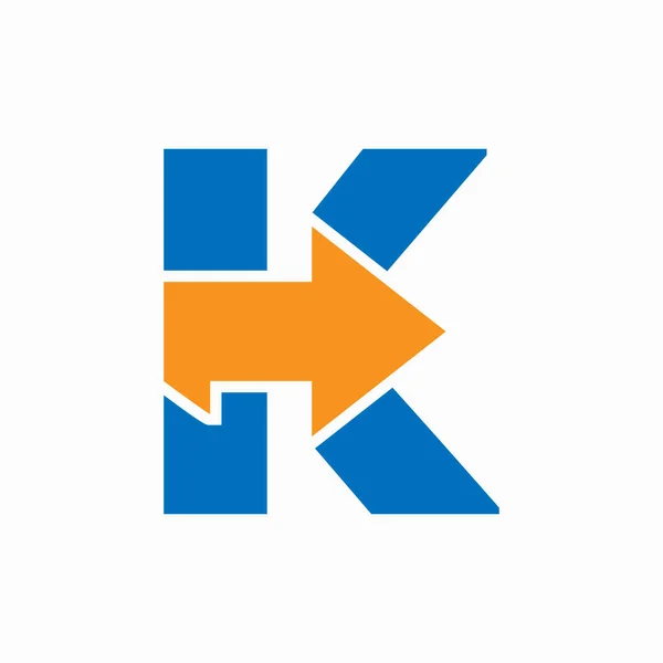 矢印アイコン付きレターK 金融成長のロゴデザイン — ストックベクタ