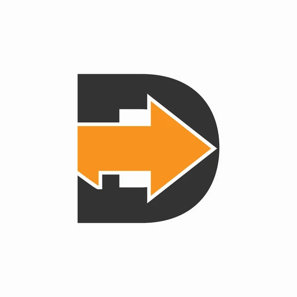 矢印アイコン付き文字D 金融成長のロゴデザイン — ストックベクタ