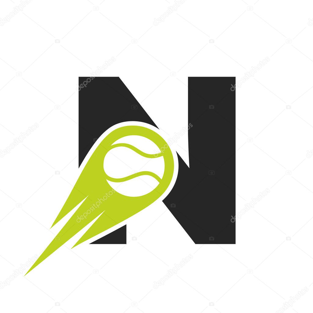 Initial Letter N Tennis Club Logo Design Template. Tennis Sport Academy, Club Logo