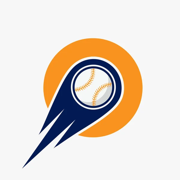 Letter Baseball Logo Concept Moving Baseball Icon Vector Template — Διανυσματικό Αρχείο