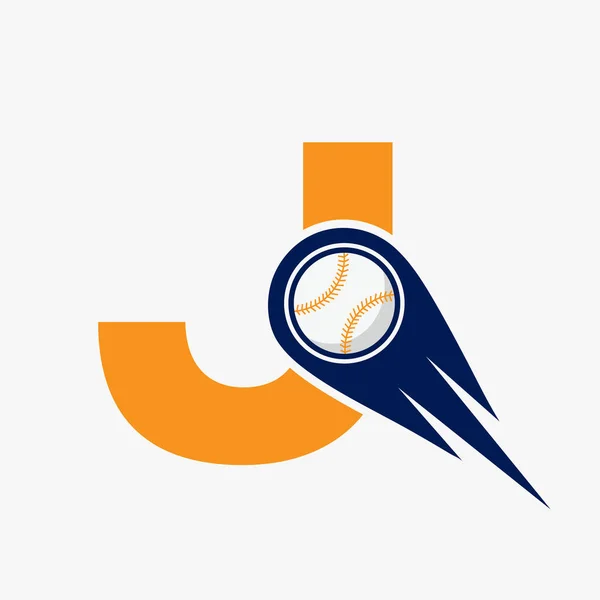 Letter Baseball Logo Concept Moving Baseball Icon Vector Template — Διανυσματικό Αρχείο