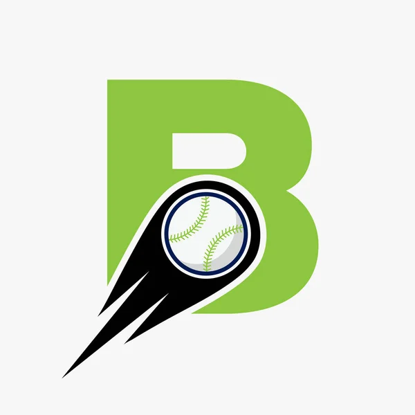 Letter Baseball Logo Concept Moving Baseball Icon Vector Template — Vettoriale Stock