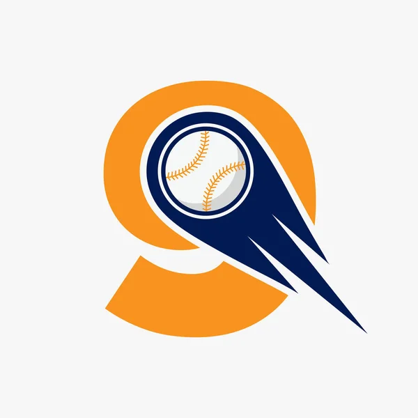 Letter Baseball Logo Concept Moving Baseball Icon Vector Template — стоковый вектор