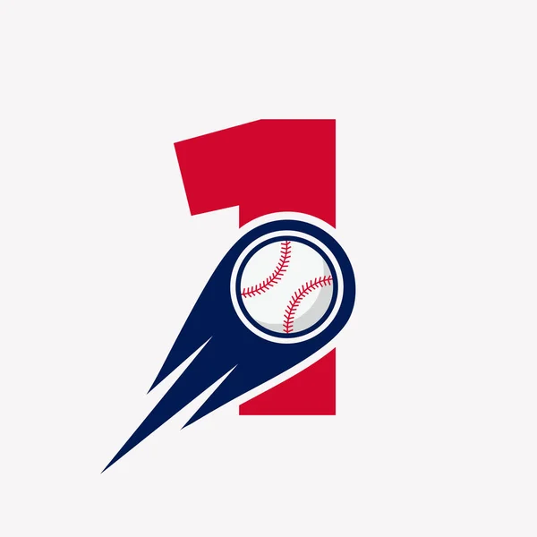 Letter Baseball Logo Concept Moving Baseball Icon Vector Template — Image vectorielle