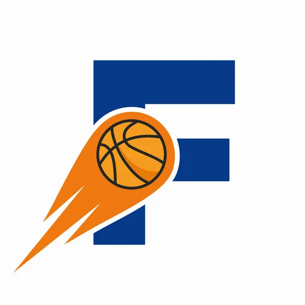 Letra Concepto Logo Baloncesto Con Icono Baloncesto Movimiento Símbolo Logotipo — Vector de stock