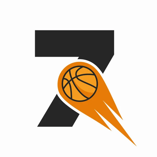 Hareketli Basketbol Simgesi Ile Basketbol Logosu Basket Topu Logosu Sembolü — Stok Vektör