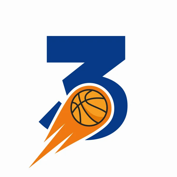 Hareket Eden Basketbol Simgesi Ile Basketbol Logosu Basket Topu Logosu — Stok Vektör