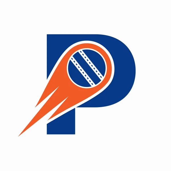 Letter Cricket Logo Concept Met Bewegende Bal Pictogram Voor Cricket — Stockvector