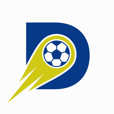 D harfi futbol logosu hareket eden futbol ikonu. Futbol Logosu Şablonu