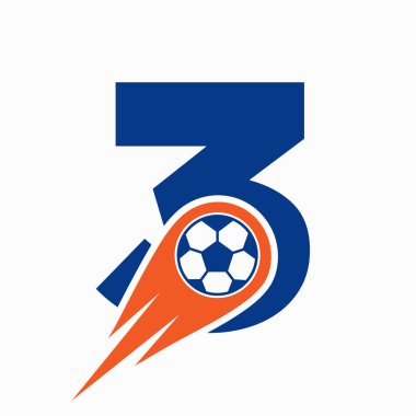 Harf 3 Futbol Logosu Hareketli Futbol Simgesi. Futbol Logosu Şablonu