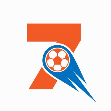 Harf 7 Futbol Logosu Hareketli Futbol Simgesi. Futbol Logosu Şablonu