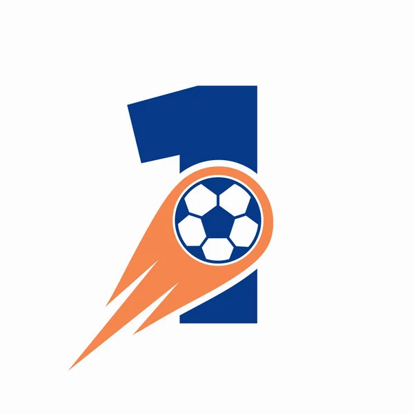 Letter Football Logo Concept Moving Football Icon Soccer Logo Template — Stock Vector