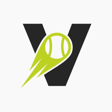 İlk Harf V Tenis Kulübü Logo Tasarım Şablonu. Tenis Spor Akademisi, Kulüp Logosu