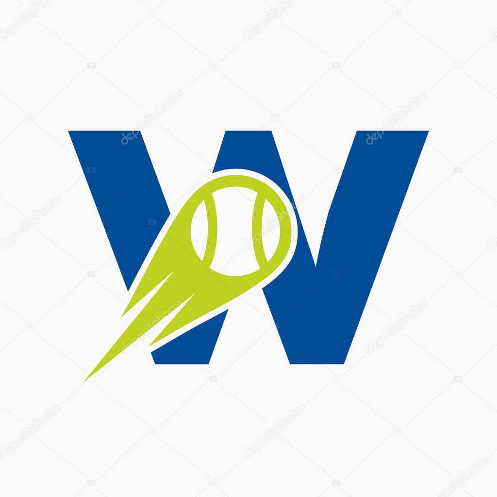 Initial Letter W Tennis Club Logo Design Template. Tennis Sport Academy, Club Logo